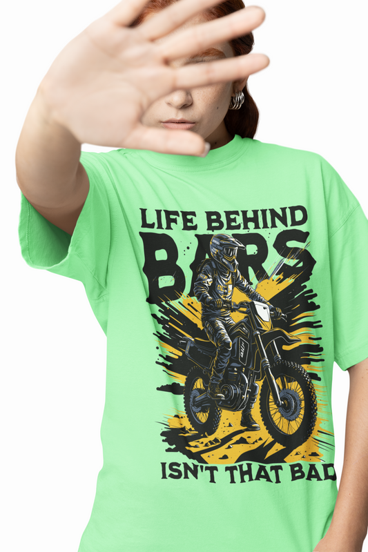 Behind Bars Oversized T-Shirt Stylish Casual Graphic Tee