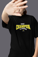 Every Champion Half Sleeve Black Oversized T-Shirt for Women by Hello Swanky