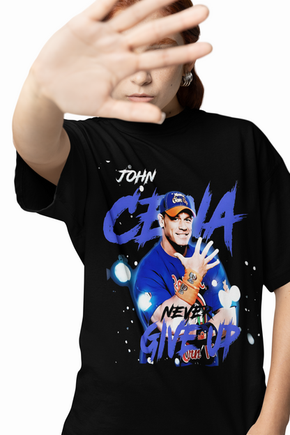 John Cena Never Give Up Oversized T-Shirts Iconic WWE Style
