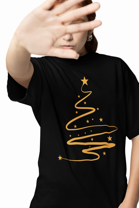 Merry Christmas Tree Oversized T-Shirts for Festive Wear
