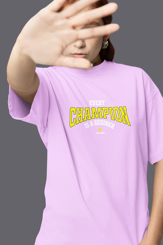 Every Champion Half Sleeve Lavender Oversized T Shirt Tee