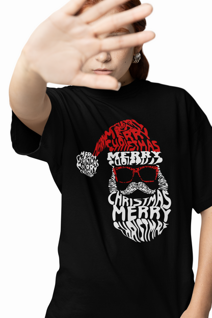 Santa Face Oversized T-Shirts for Festive Casual Streetwear