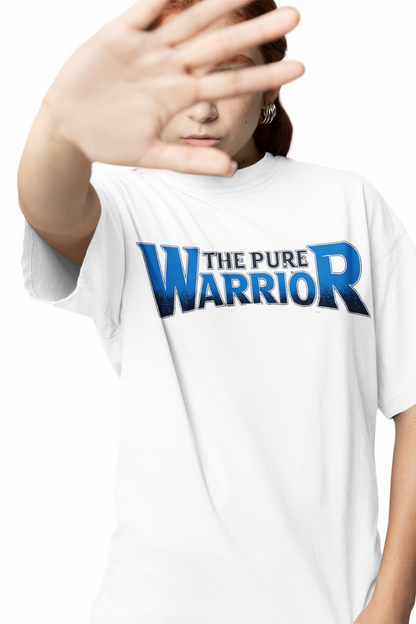 Pure Warrior Oversized T-Shirts White Relaxed Fit Street Tee