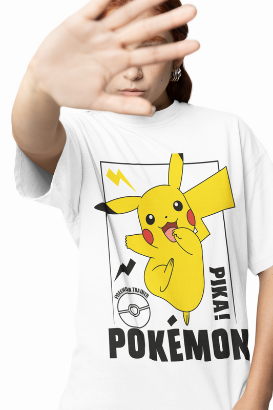 Pokemon Trainca Oversized White T-Shirt – Relaxed Fit Graphic