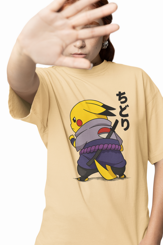 Sasuke Pikachu Oversized T-Shirts for Anime Streetwear Fits