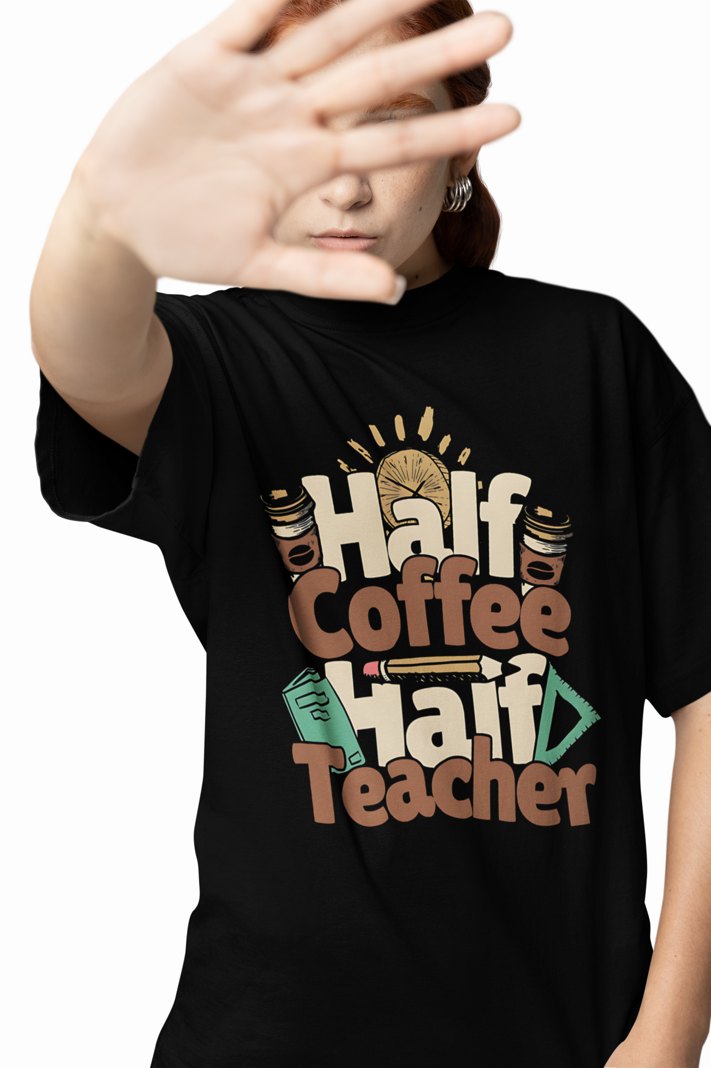 Half Coffee Oversized T-Shirts – Trendy Graphic Tee Style