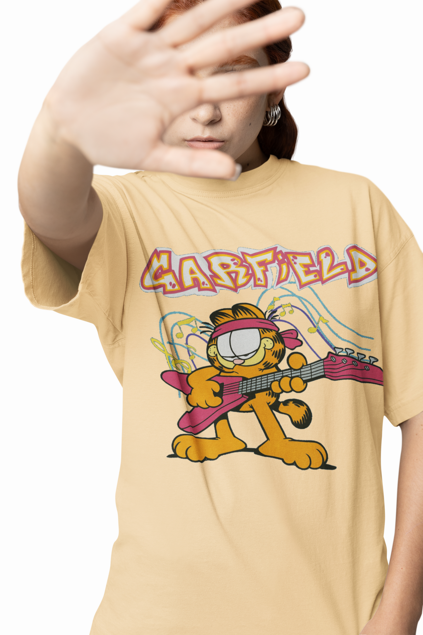 Glitter Garfield Oversized T-Shirts Fun Retro Streetwear