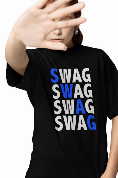 Swag Text Oversized T-Shirt for Bold Casual Streetwear Tees