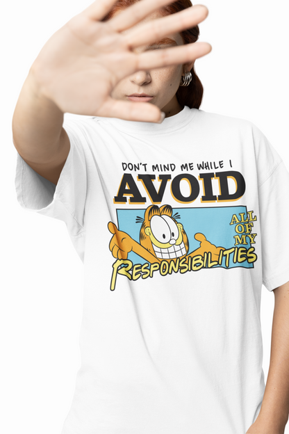 Avoid Garfield Oversized T-Shirts Funny Cartoon Style