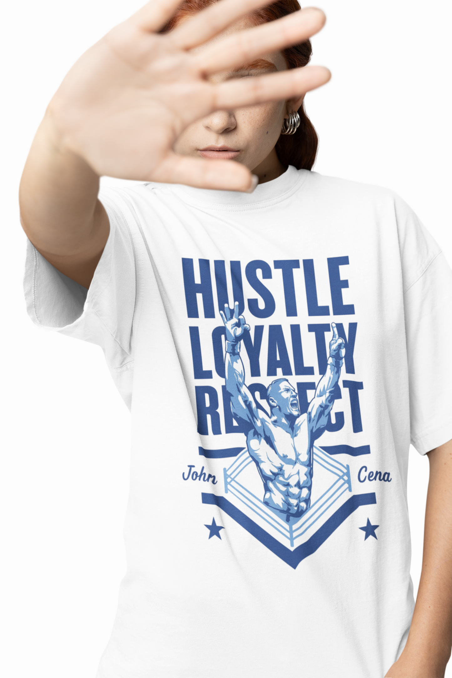 Hustle John Cena Oversized T-Shirts Bold WWE Streetwear