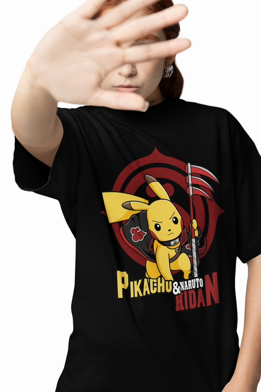 Naruto Pikachu Oversized T-Shirts Anime Fusion Streetwear