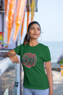 Fear Less Half Sleeve Bottle Green Round Neck T-Shirt for Women by Hello Swanky