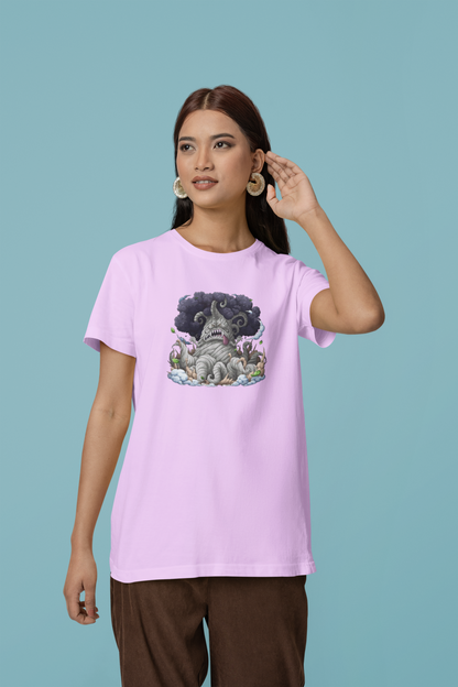 Kingbaum Half Sleeve Lavender Round Neck T-Shirt for Women