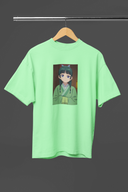 MaoMao Half Sleeve Saga Green Oversized T-Shirt for Women by Hello Swanky