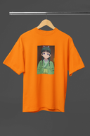 MaoMao Half Sleeve Orange Oversized T-Shirt for Women by Hello Swanky