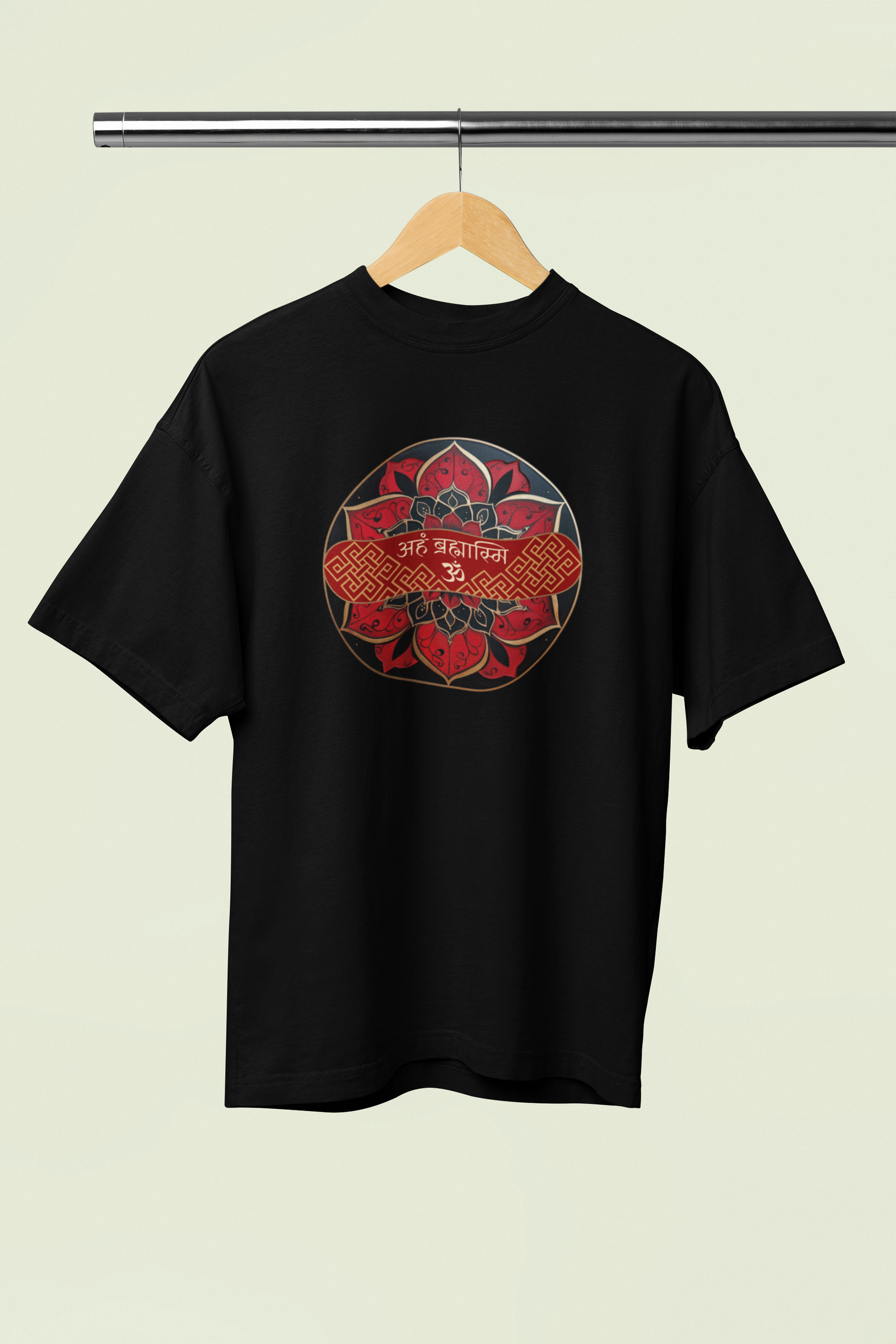 Aham Brahmasmi Black Oversized Unisex T-Shirt Marathi Design