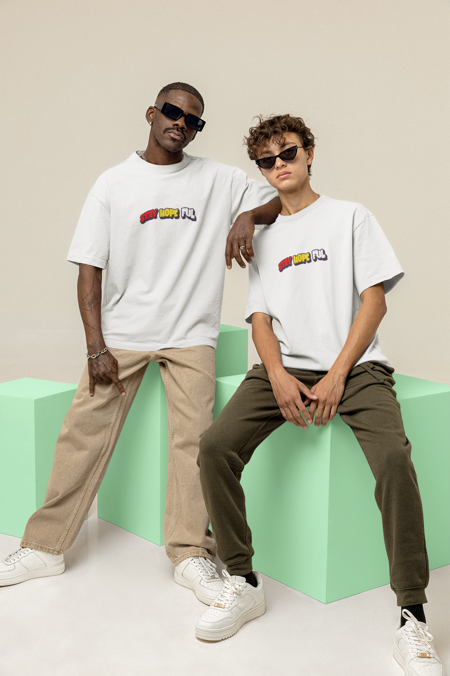 Hopeful Unisex White Oversized T-Shirt