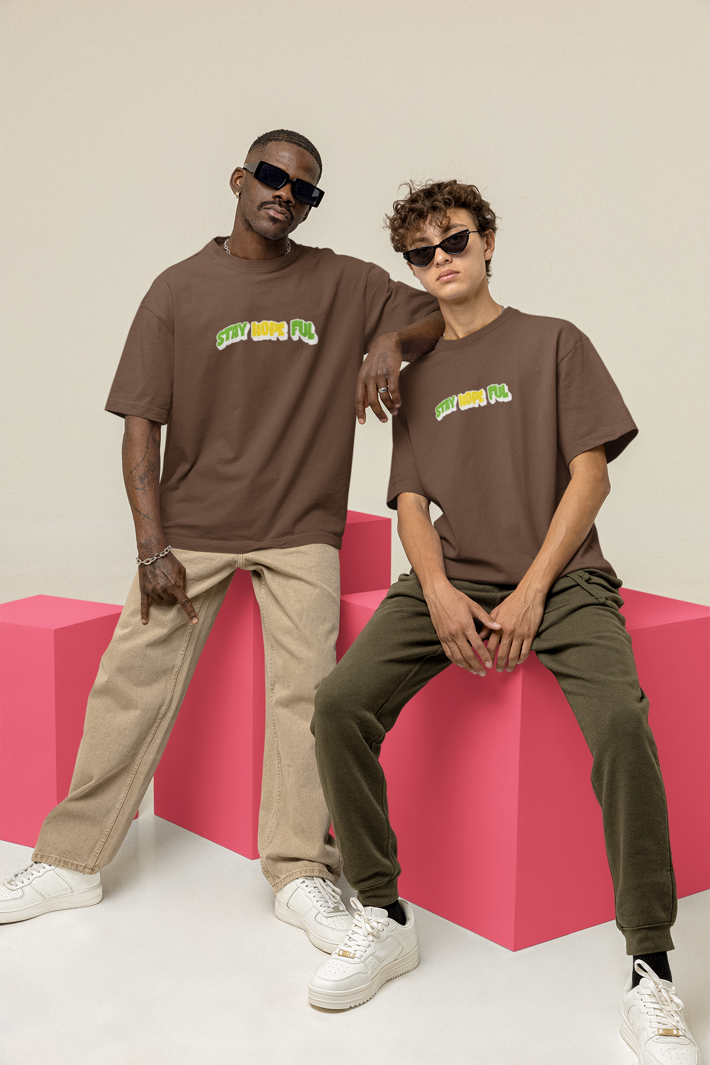 Hopeful Unisex Brown Oversized T-Shirt | Comfortable & Stylish