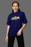 Every Champion Half Sleeve Navy Blue Oversized T-Shirt for Women by Hello Swanky