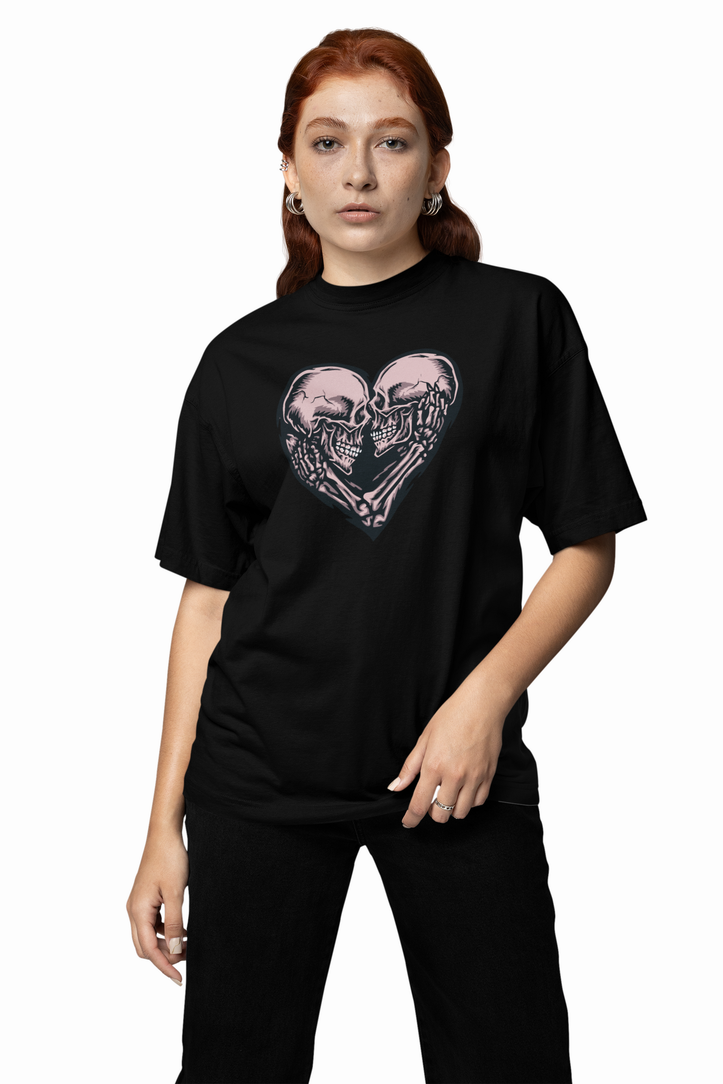 Skeleton Heart Oversized T-Shirts Unique Heart Skeleton Print
