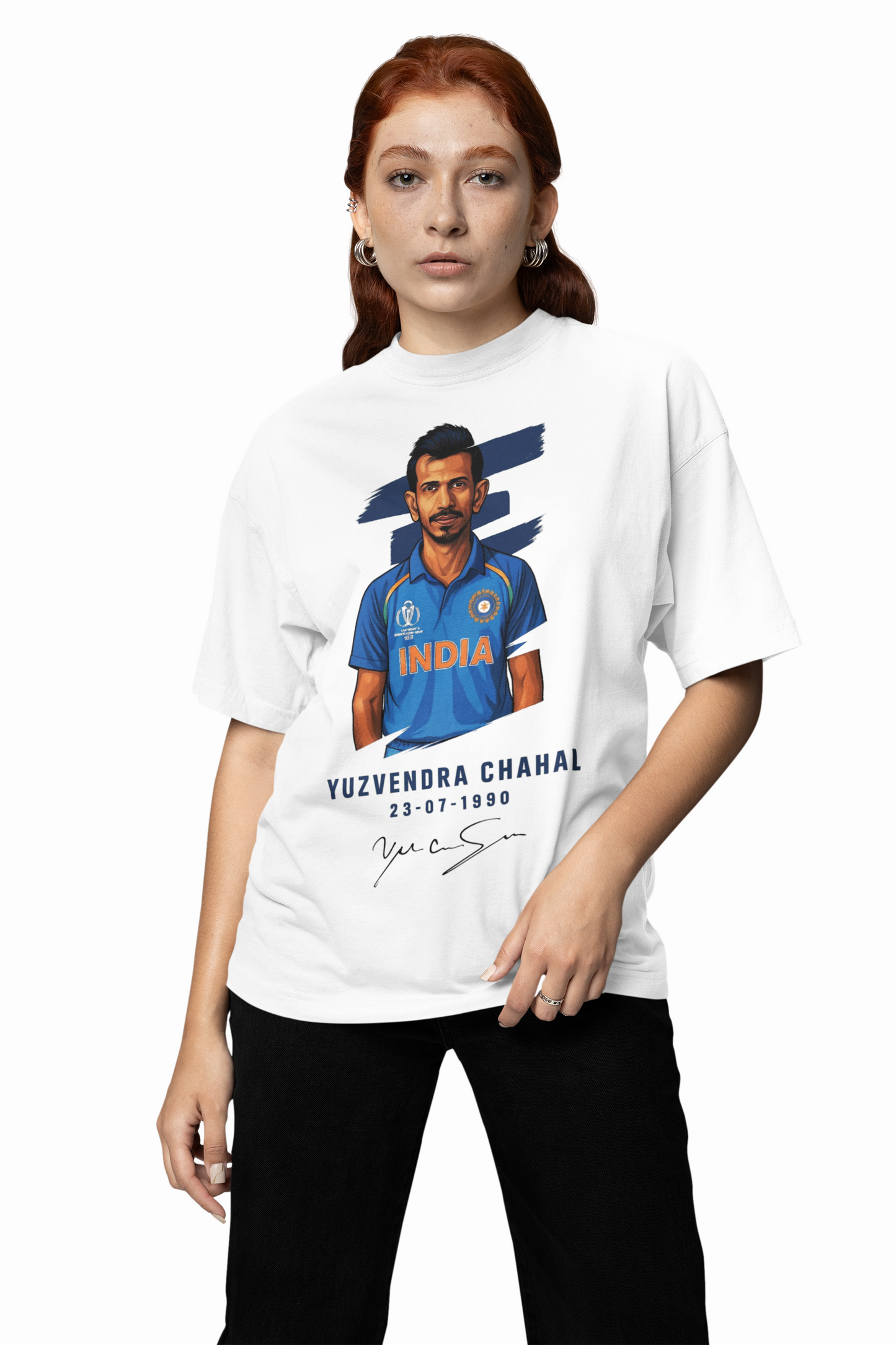 Chahal Autograph Oversized T-Shirt Cricket Fan Style Tee