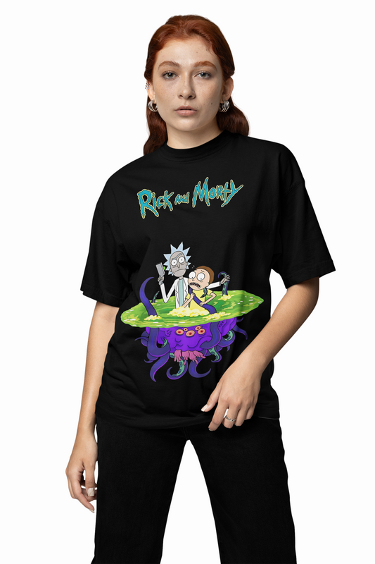 Morty Floating Liquid Oversized T-Shirts – Fun & Bold Design