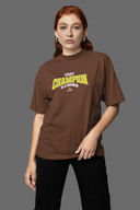 Every Champion Half Sleeve Brown Oversized T-Shirt for Women by Hello Swanky