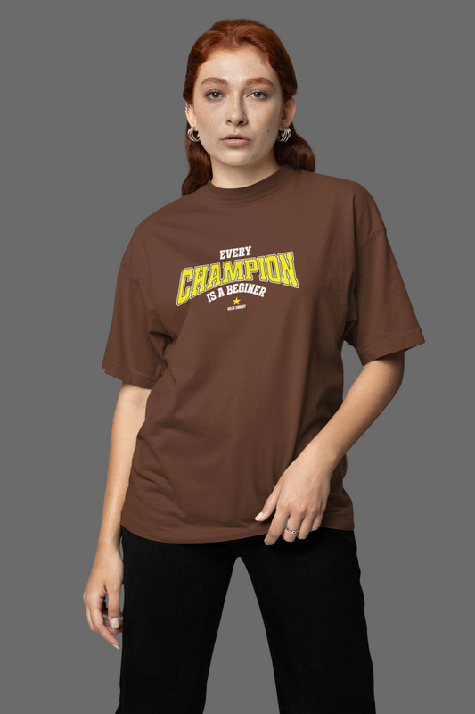 Every Champion Half Sleeve Brown Oversized T Shirt Tee