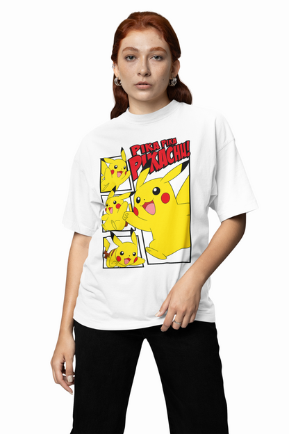 Pika Pika Pikachu Oversized T-Shirts – Fun Anime Style