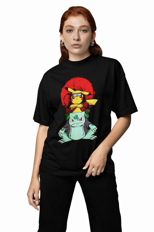 Bulbasaur Pikachu Oversized T-Shirts – Cute Anime Streetwear