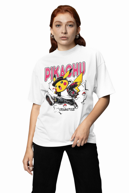 Pikachu Urbanstyle White T-Shirt – Stylish Oversized Streetwear