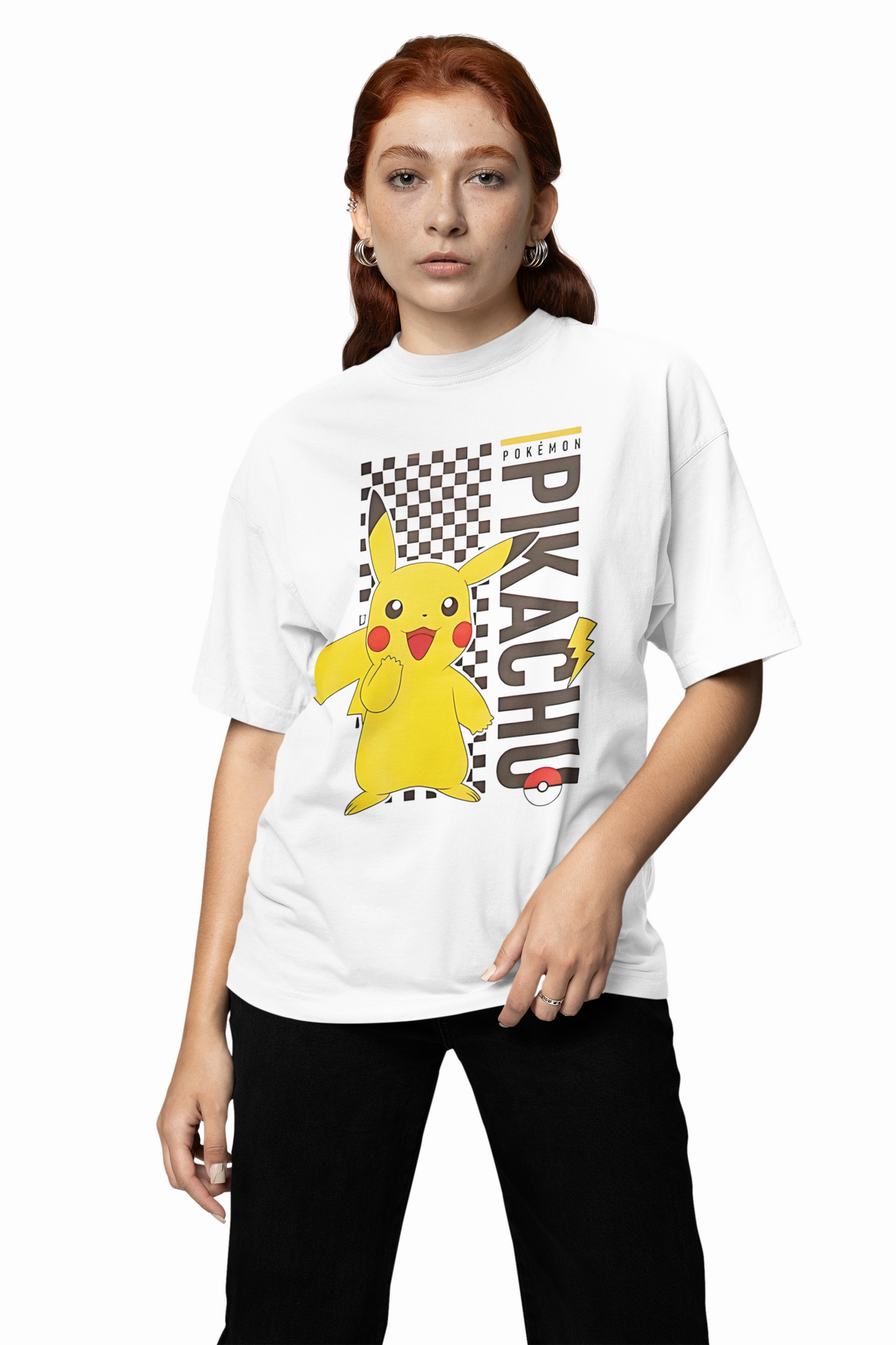 Pikachu Ball Oversized White T-Shirt–Bold & Comfy Streetwear