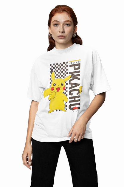 Pikachu Ball Oversized White T-Shirt–Bold & Comfy Streetwear