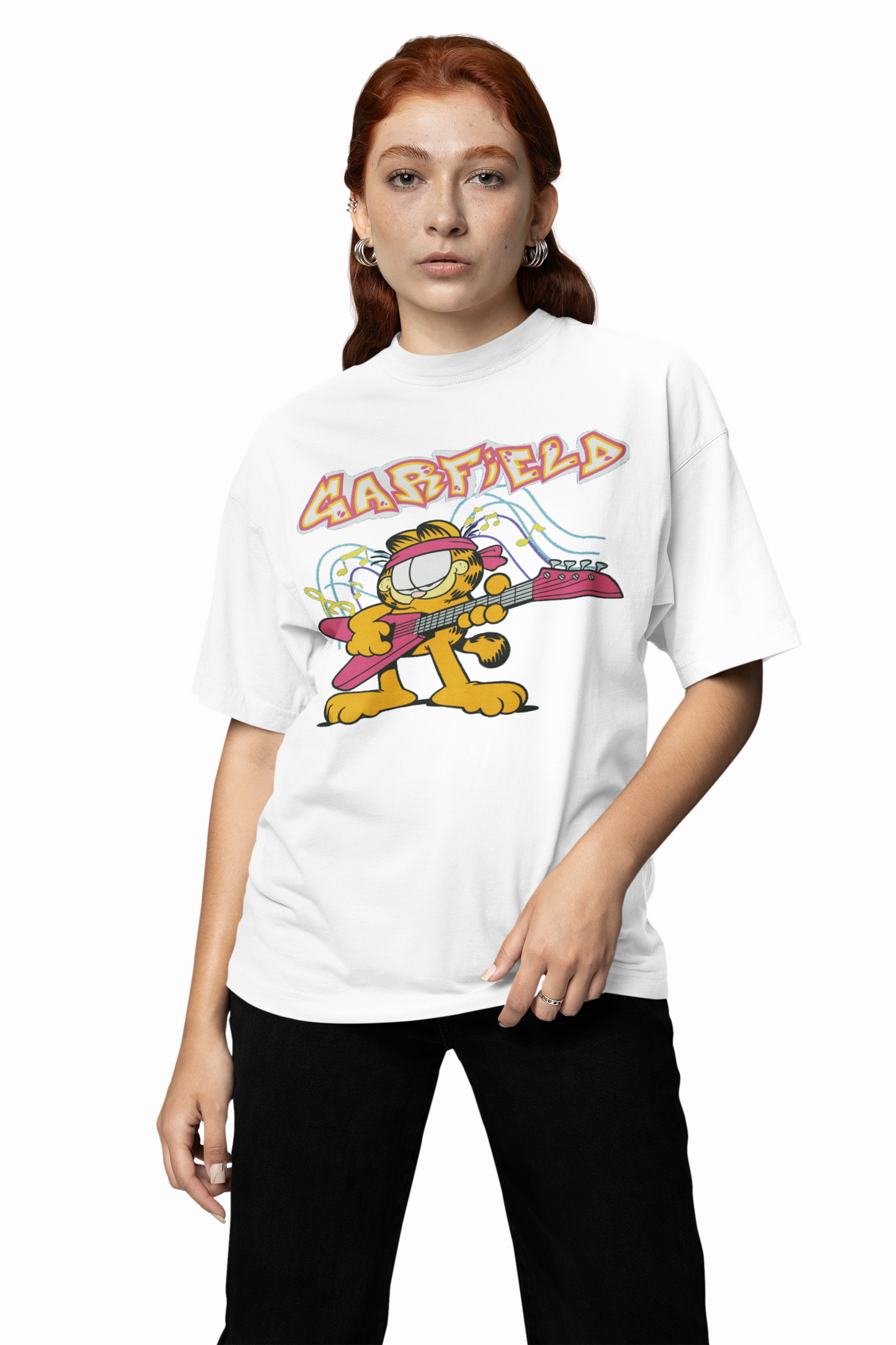 Glitter Garfield Oversized T-Shirts Fun Retro Streetwear