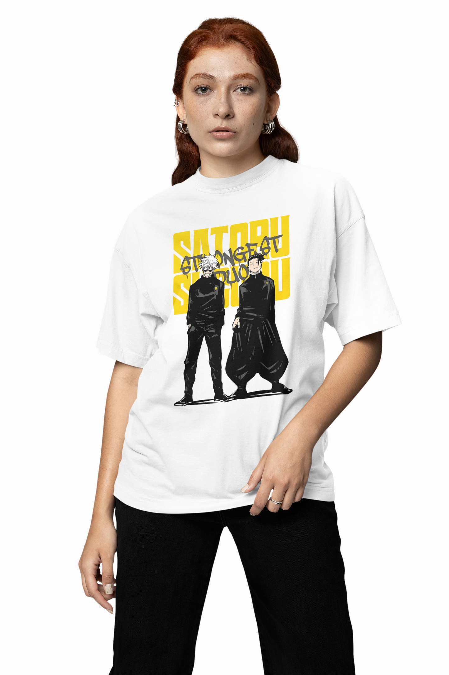 Strongest Satoru Oversized T-Shirt Anime Streetwear Tee Fit