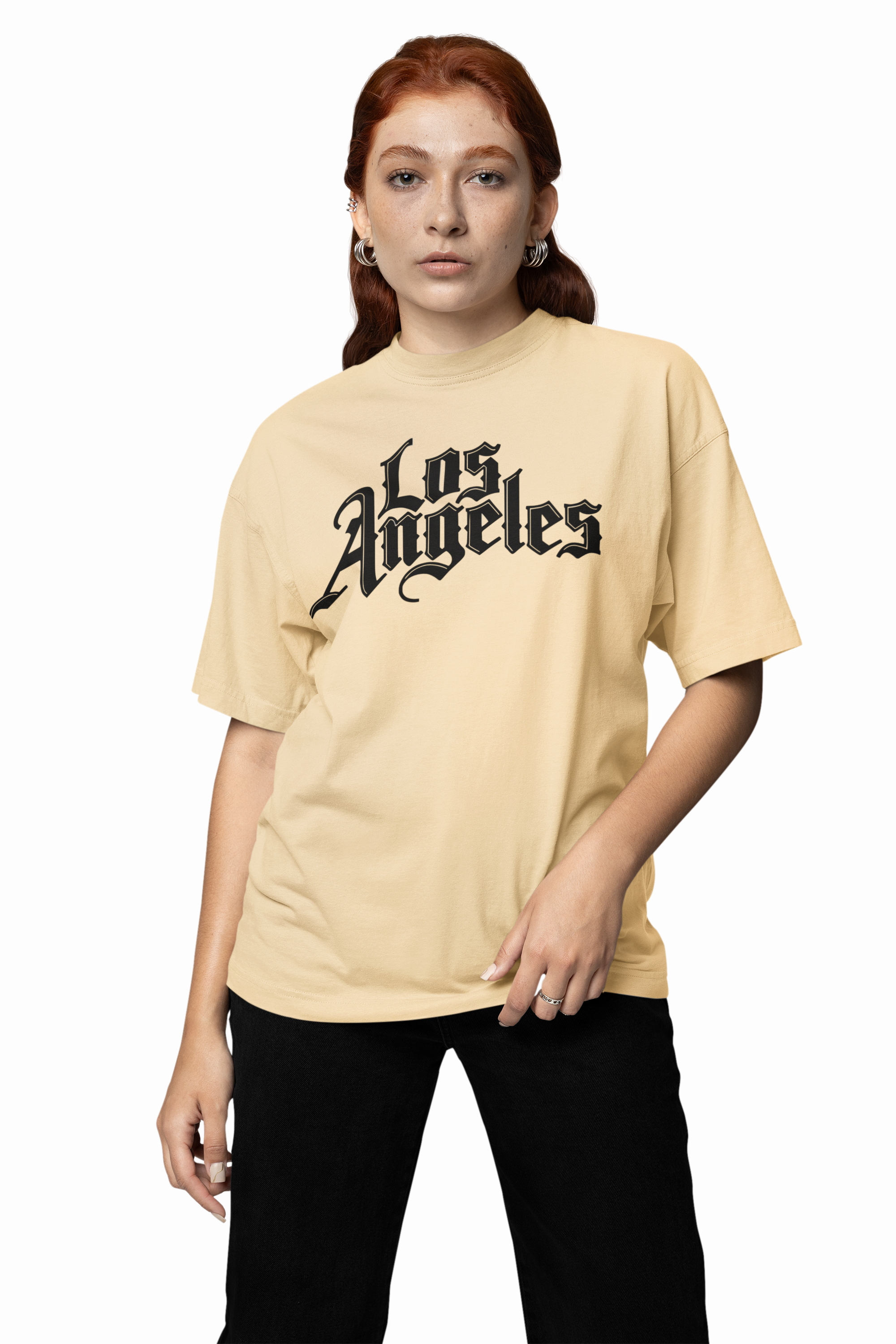 La Angeles Text Oversized T-Shirts