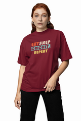 Eat, Sleep, Cricket, Repeat, Oversized T-Shirt