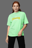 Every Champion Half Sleeve Saga Green Oversized T-Shirt for Women by Hello Swanky