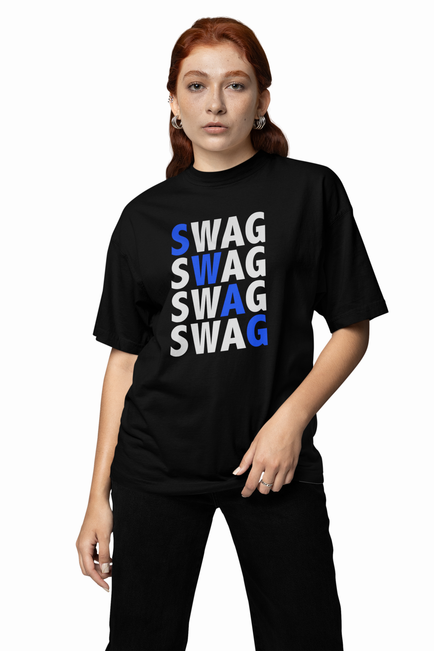 Swag Text Oversized T-Shirt for Bold Casual Streetwear Tees