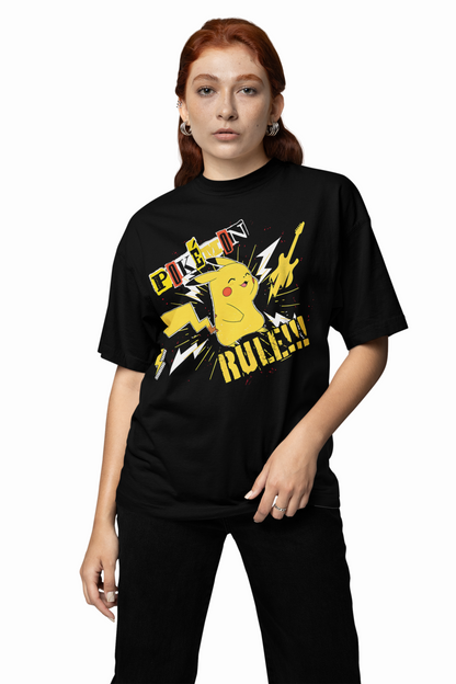 Pokemon Rule Oversized Black T-Shirt – Relaxed Fit Graphic