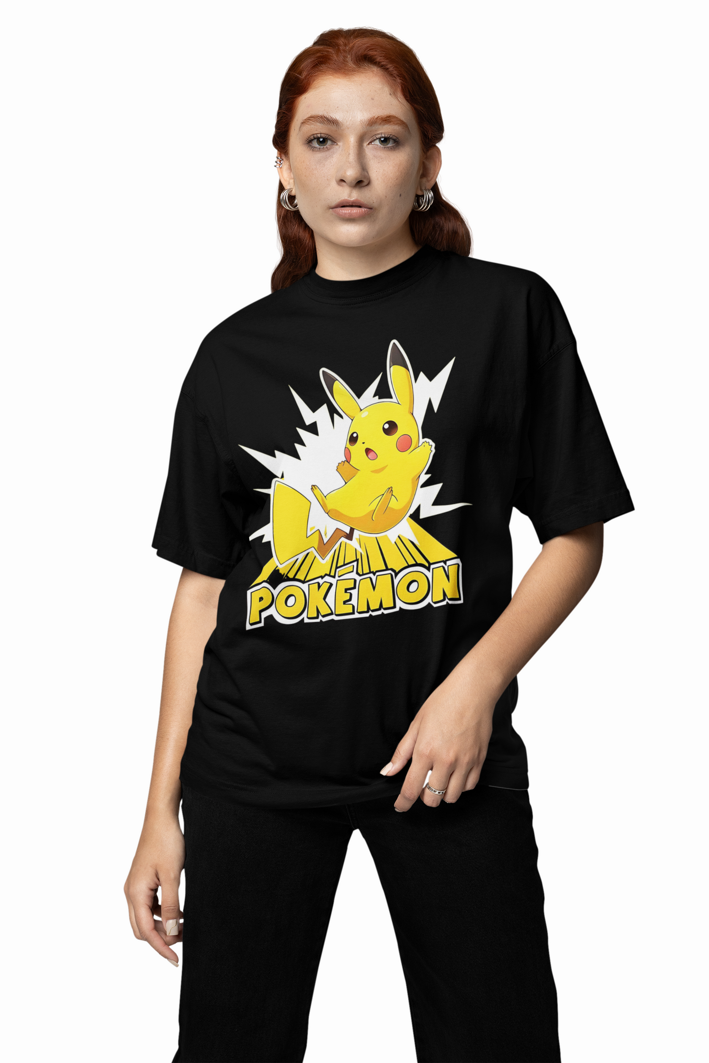 Thunder Pikachuu Pokemon Oversized T-Shirts Anime Streetwear