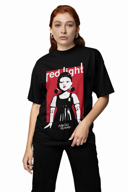 Oversized T-Shirt Red Light Black Streetwear Style Tee