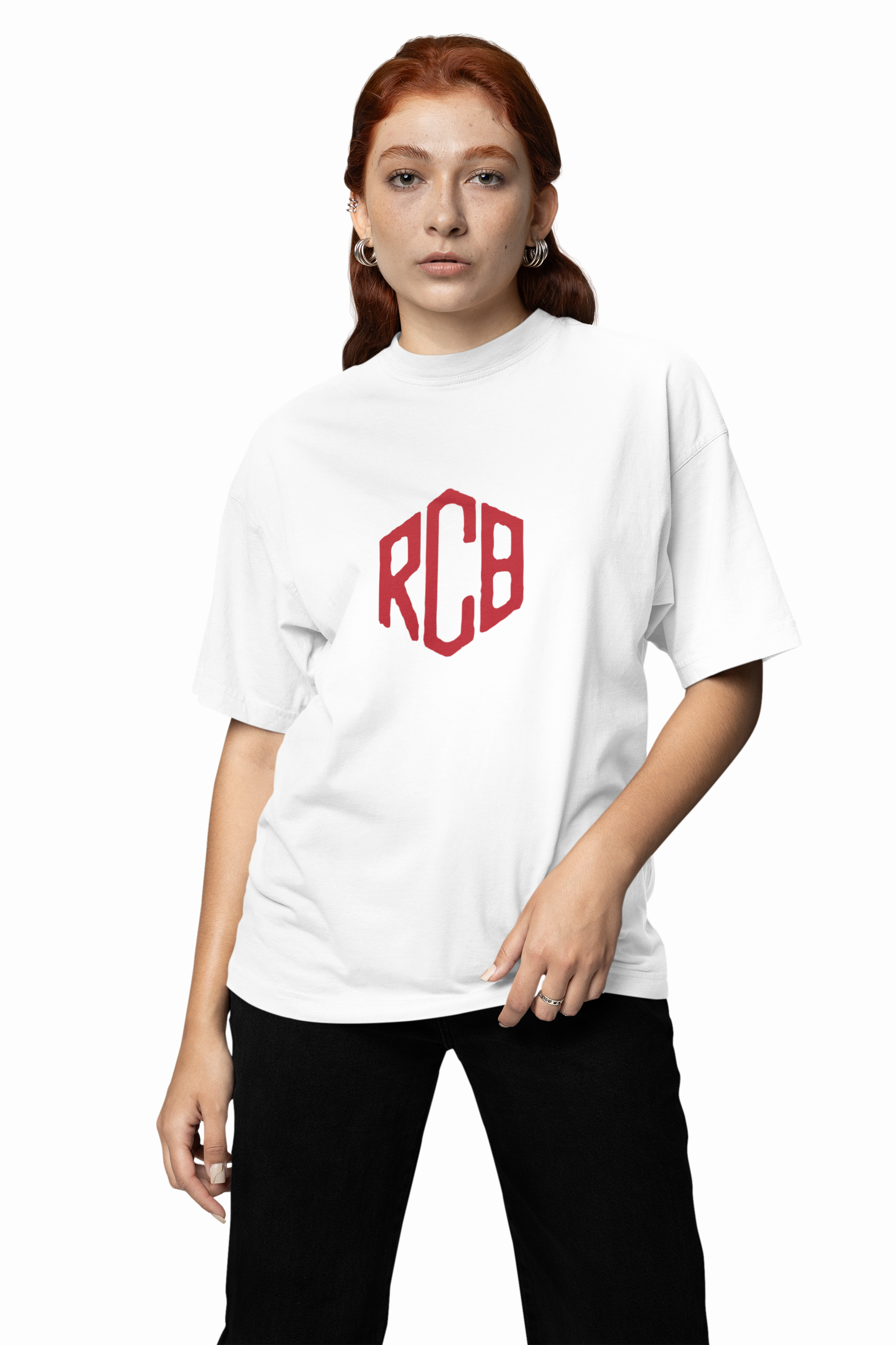 Red Hex RCB Logo Oversized T-Shirt