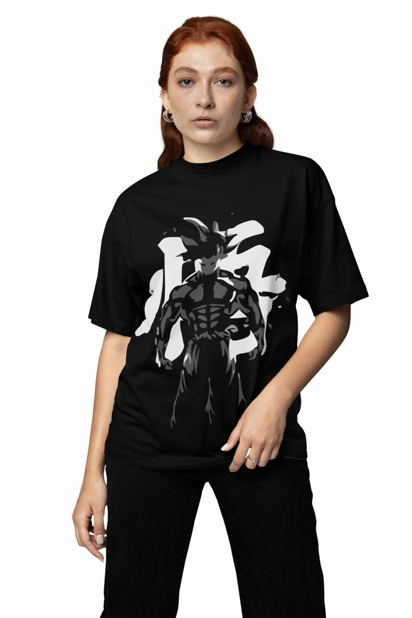 Saiyan Shadow Oversized T-Shirt for Anime Streetwear Styles