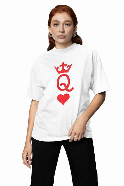 King & Queen Oversized T-Shirts for Couples Matching Wear
