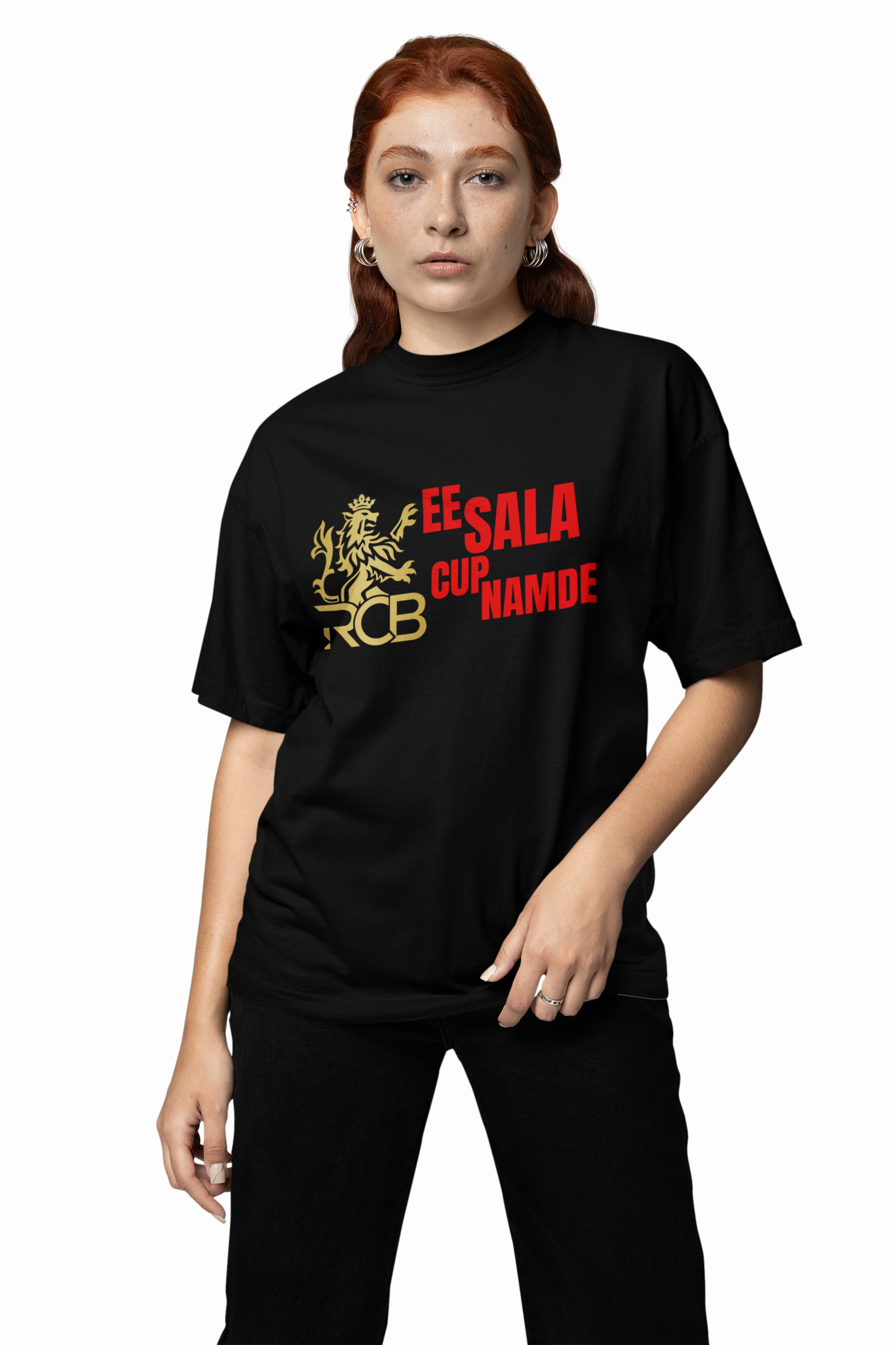 Royal RCB Slogan Tee Oversized T-Shirts