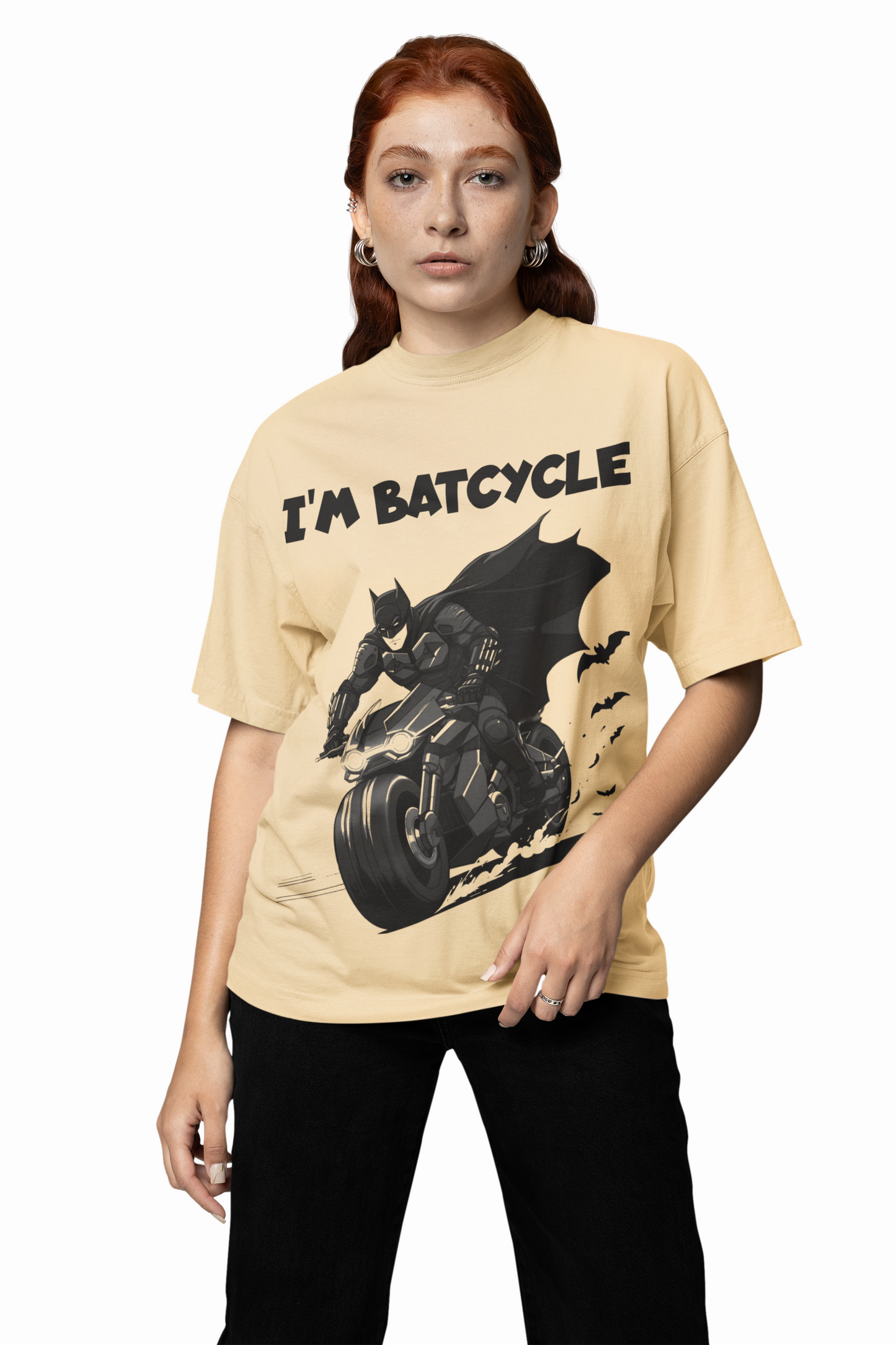 I'M Batcycle T-Shirt Oversized Fit with Bold Batcycle Design