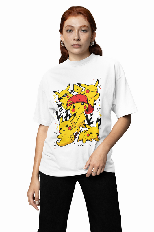 Pika Pika Oversized T-Shirts Fun Electric Pokemon Streetwear