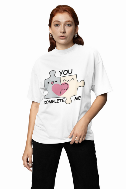 You Complete Me Oversized T-Shirt Romantic Graphic Style