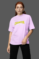 Every Champion Half Sleeve Lavender Oversized T-Shirt for Women by Hello Swanky